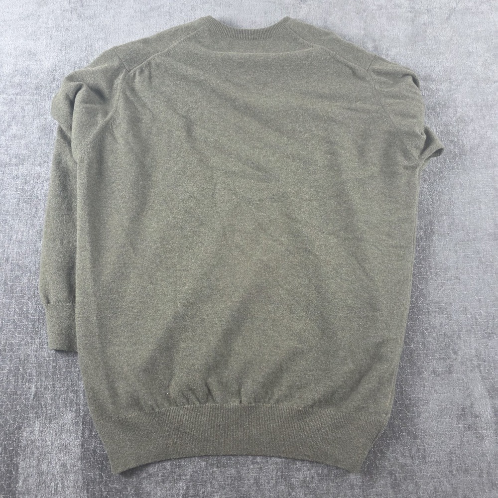 William Lockie Sweater Mens 48 XL Green V Neck Super Geelong Lambswool Scotland - Picture 10 of 10
